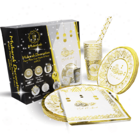 Pack vaisselle 60 Pièces aid mubarak - image principale - or gold doré par mubarak decoration