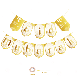Banderole réutilisable Aid moubarak - image principale - OR GOLD par mubarak decoration