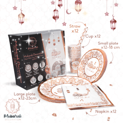 Pack vaisselle 60 Pièces aid mubarak - image caractéristique - ROSE gold par mubarak decoration