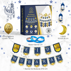 Banderole réutilisable et ballon eid mubarak - image caractéristique - argent, SILVER, argenté par mubarak decoration