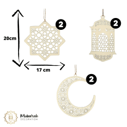 pendentif en bois lune, lantern, étoile Aid Eid moubarak - image caractéristique par mubarak decoration