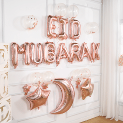 Pack ballon + banderole gonflable eid mubarak - image lifestyle - ROSE GOLD par mubarak