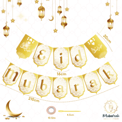 Banderole réutilisable eid mubarak - image caractéristique - OR GOLD par mubarak decoration