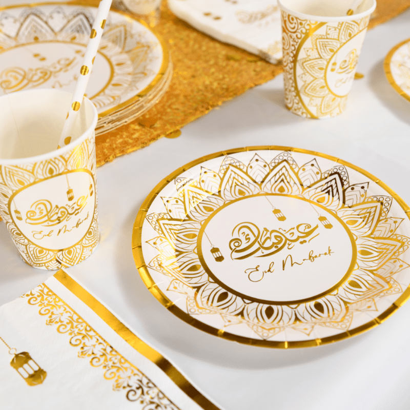 Assiette EID MUBARAK - or gold - COllection 2023 par mubarak decoration
