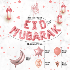 Pack ballon + banderole gonflable eid mubarak - image caractéristique - ROSE GOLD par mubarak