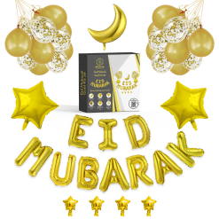 Pack ballon + banderole gonflable eid mubarak - image principale - OR GOLD par mubarak