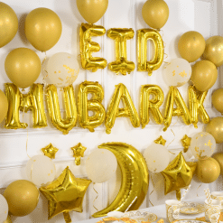Pack ballon + banderole gonflable eid mubarak - image lifestyle - ROSE GOLD par mubarak