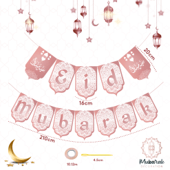 Banderole réutilisable eid moubarak - image caractéristique - ROSE GOLD - OR par mubarak decoration